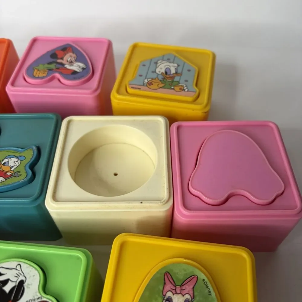 Vintage Playskool 1988 Blocks Color Shape Sorter Disney Mickey Mouse 30 piece
